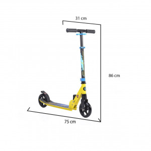 Trotineta-pliabila-NOVOKIDS-Rocket-Challenger-Maxim-100-kg-Inaltime-reglabila-78-86-cm-Suspensie-fata-Diametru-roata-145-mm-Galben-cu-Albastru