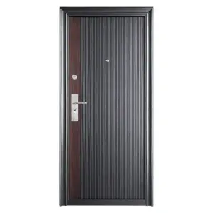 Usa metalica de exterior cu izolatie si vizor Novo Doors ND44, Deschidere Stanga Dreapta, tabla 0.7 mm, balamale si clanta incluse, toc de 7 cm, pentru case, Gri Wenge