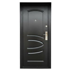 Usa metalica de exterior Novo Doors ND7005 pentruc casa si vila de culoare maron lovitura de ciocan cu deschidere pe stanga
