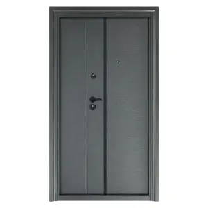 Usa metalica dubla de exterior cu izolatie si vizor Novo Doors ND50D, Deschidere Stanga Dreapta, Dimensiune 120x200 cm, Tabla 0.7 mm, pentru case, Gri