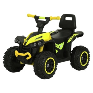 ATV cu Functie de Trotineta Fara Pedale Pentru Copii NOVOKIDS™ Little Monster, Cu Melodii si lumini, Maxim 25 Kg, Masinuta Copii, Sezut comfortabil, Galben