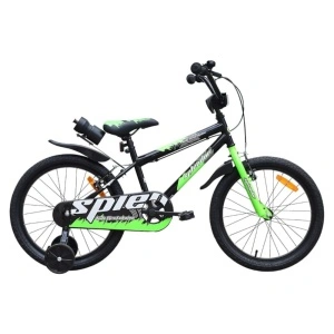 Bicicleta pentru copii NOVOKIDS™ Splend'Or Boom PRO Edition, Cu bidon pentru apa, Roti 20" inch, Maxim 50 kg, Cadru din otel, Roti ajutatoare detasabile, Ghidon reglabil pe inaltime, Verde cu Negru - Img 2
