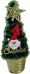 Brad artificial de Craciun NOVOKIDS™ Mini Christmas Tree, Pentru casa si birou, Cu decoratiuni si suport incluse, Coroana bogata, Inaltime 35 cm, Pom de Craciun, Ecologic, Verde Natur