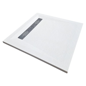 Cadita Dus Patrata HouseXL StoneCore Premium, 90x90 cm, Compozit Granit, cu Rigola Metalica Inclusa