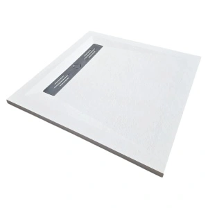Cadita Dus Patrata HouseXL StoneCore Premium, 90x90 cm, Compozit Granit, cu Rigola Metalica Inclusa