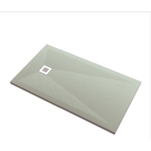 Cadita de dus HouseXL StoneCore Premium, 120x80 cm din compozit granit, cu sifon metalic inclus, Gri deschis