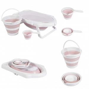 Cadita-pliabila-premium-pentru-bebelusi-si-copii-NOVOKIDS-Hawaiian-Folding-Tub-Cu-stender-si-accesorii-de-baie-Dimensiuni-84x48x23-cm-Supapa-scurgere-Roz_3