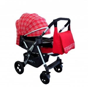 Carucior-nou-nascuti-2-in-1-BABY-CARE-PRO-511-Cu-geanta-bebe-inclusa-Cadru-aluminiu-Maner-reversibil-Spatar-reglabil-in-5-trepte-Amortizoare-Plasa-insecte-Frana-picior-Pliabil-Rosu-cu-carouri_2