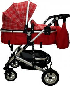 Carucior-nou-nascuti-3-in-1-Baby-Care-PRO-531-geanta-Bebe-Cadru-Aluminiu-Amortizoare-Roti-din-cauciuc-plin-AVE-Landou-Scoica-auto-Spatar-reglabil-3-trepte-Plasa-insecte-Rosu-cu-carouri_2