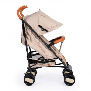 Carucior-sport-tip-umbrela-NOVOKIDS-Sunny-Spatar-reglabil-3-trepte-Cadru-aluminiu-Insertii-piele-Amortizoare-Frana-picior-Pliabil-Crem