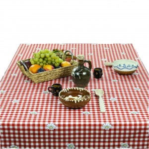 Fata-de-masa-cu-carouri-alb-si-rosii-si-margarete-CASA-GINO-bumbac-100%-150X160-masa-6-persoane-Rosu-cu-margarete_1