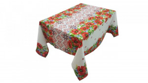 Fata de masa pentru living si bucatarie CASA GINO, Cu motive traditionale, Bumbac 100%, 150X245 cm, masa 12 persoane, model Maci