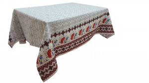 Fata de masa pentru living si bucatarie CASA GINO , cu motive traditionale, bumbac 100%, 160X150 cm, masa 6 persoane, model Coacaze