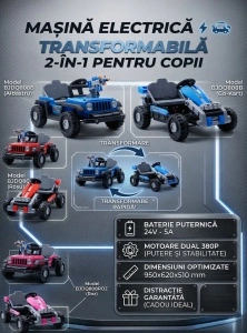 novokids transformx kart electric copii 2 in 1 masina electrica 24v transformabila prezentare produs