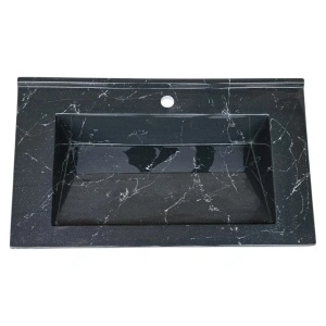 Lavoar(chiuveta) baie compozit granit, cu sifon ascuns, HouseXL LuxMarble, 100x47 cm, montaj pe blat sau masca, antibacterian, aspect marmurat