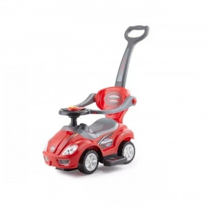 Masinuta copii si bebe FUNNY™ Sport Car, cu melodii, maner de impins pentru parinti, bara de protectie, design modern, Rosu