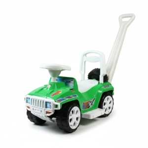 Masinuta copii si bebe NOVOKIDS™ My first SUV Car XXL , Lungime 85 cm, Maner de impins pentru parinti detasabil, Functie trotineta fara pedale, Pentru interior si exterior, Verde