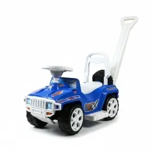Masinuta copii si bebe NOVOKIDS™ My first SUV Car XXL , Lungime 85 cm, Maner de impins pentru parinti detasabil, Functie trotineta fara pedale, Pentru interior si exterior, Albastru
