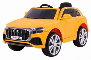 Masinuta Electrica cu acumulator pentru copii NOVOKIDS™ Audi Q8 Lift , Roti din Cauciuc EVA, 3-8 ani , Usi cu deschidere , Baterie12V, 2 Viteze, lungime 109 cm, 2 motoare 390 W, Portocaliu Gold