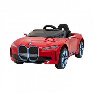 Masinuta Electrica cu acumulator pentru copii NOVOKIDS™ BMW I4, Cu telecomanda, Roti din Cauciuc EVA, Max 30 kg , Usi cu deschidere , 3 Viteze, Lungime 116 cm, Rosu