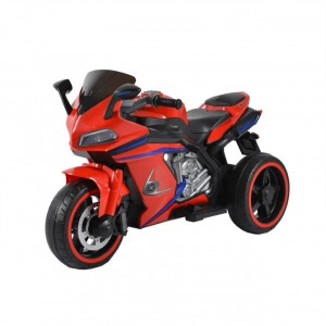 Motocicleta Electrica cu Acumulator Pentru Copii NOVOKIDS™ Legend Premium Motor, 12 Volti, 3-6 ani, max 30 kg, Cu Melodii si Lumini Frontale, 3 Roti, Rosu