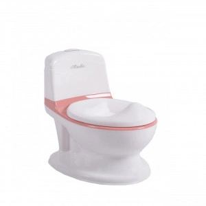 Olita premium pentru copii NOVOKIDS™ Atlantic seat, Cu sunete, Vas detasabil, Plastic non toxic, Suport hartie igienica, Roz cu Alb