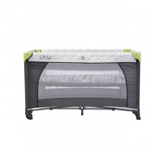 Patut-pliant-transformabil-in-tarc-copii-NOVOKIDS-Little-Star-NEST-60X120-cm-2-Niveluri-Pliabil-Cu-geanta-transport-inclusa-Fermoar-acces-lateral-Verde-cu-Gri