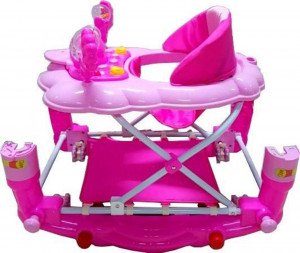 Premergator-cu-sistem-de-balansare-Baby-Care-H914-roti-din-silicon-cu-melodii-Ratusca-Pliabil-ROZ