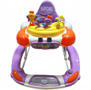 Premergator-cu-sistem-de-balansare-Reglabil-in-3-Trepte-Baby-Care-Iepuras-8-Roti-Pliabil-Cu-Melodii-Mov