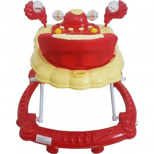 Premergator-Reglabil-in-3-Trepte-NOVOKIDS-Happy-Duck-Ratusca-Pliabil-8-Roti-Cu-Melodii-Rosu