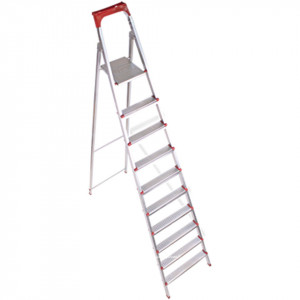 Scara Pliabila Dubla cu Platforma HouseXL™, Plianta, Metalica, Design Special Anti-Alunecare, 9+1 Trepte - Img 1