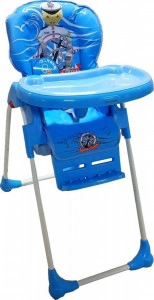 Scaun de masa pentru copii si bebe Baby Care™ CC reglabil in 3 trepte,pliabil, centura de siguranta, sezut comfortabil, masuta detasabila, pozitie somn, cosulet de depozitare, model Micul Marinar, Albastru