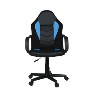 Scaun gaming si birou NOVOKIDS™ Gamer Mini, Rotatie 360 grade, Design ergonomic, Inaltime reglabila 117-127 cm, Latime 60 cm, Max 120 kg, Albastru cu Negru