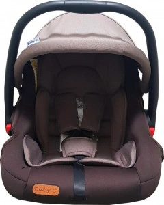 Scoica-auto-pentru-bebelusi-Baby-Care-PRO-Cos-auto-Maner-reglabil-Captuseala-comfortabila-Sistem-de-prindere-Max-13-kilograme-Maron-cu-Gri