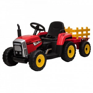Tractor-Electric-XXL-cu-acumulator-pentru-copii-NOVOKIDS-Little-Farmer-Cu-remorca-Melodii-si-USB-3-8-ani-Baterie12V-2-Viteze-lungime-137-cm-Lumini-Rosu