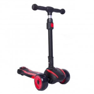 Trotineta copii cu roti luminoase din silicon NOVOKIDS™ Bumble , cu melodii si lumini, 3 roti,pliabila, maner reglabil pe inaltime,maxim 50 kg, stabilitate mare , design modern, Negru