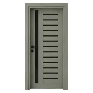 Usa de interior din MDF cu cadru din lemn masiv Novo Doors NDM01 cu sticla neagra mata de culoare Gri