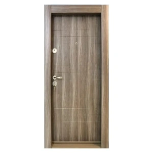 Usa metalica de apartament cu izolatie si vizor Novo Doors First Class NDS19, Cu toc imbracat si folie PVC, Deschidere Stanga Dreapta, Dimensiune 200X88 cm, Tabla 1.2 mm, Kit complet, Maron tanganica