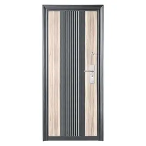 Usa metalica de exterior Novo Doors ND45, de culoare Gri Antracit cu Stejar deschis, cu deschidere pe Stanga