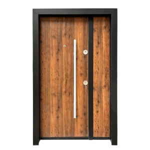 Usa metalica dubla de exterior Novo Doors NDS1200 de culoare Stejar Auriu cu deschidere pe Stanga