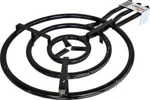 Arzator profesional (pirostrie) din aliaj HouseXL® Pallero, Pentru restaurante, plite si cazane de tuica, 3 robineti, 3 arzatoare, GPL, Putere max 13.9 kw, Diametru 60 cm, Negru