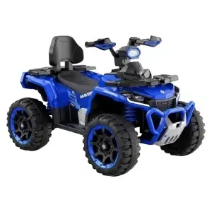 ATV Electric cu acumulator pentru copii NOVOKIDS™ MonsterQuad PRO , Cu melodii si lumini, Lungime 113 cm, 3-8 ani , Max 35 kg , Roti EVA, 12V, 4 motoare, Albastru cu Negru