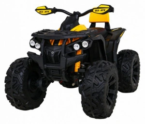 ATV Electric cu acumulator pentru copii NOVOKIDS™ PowerQuad PRO , Cu melodii si lumini, Lungime 103 cm, 3-8 ani , Max 35 kg , Roti EVA, 12V, 4 motoare, Negru cu Galben