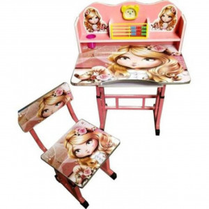 Birou copii din MDF cu jucarii interactive, Roz Princess