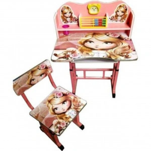Birou copii din MDF cu jucarii interactive, Roz Princess