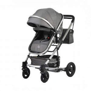 Carucior-nou-nascuti-2-in-1-NOVOKIDS-GIGI-PRO-Cu-geanta-bebe-inclusa-Roti-din-cauciuc-plin-AVE-Cadru-aluminiu-Silver-Maner-reversibil-Spatar-reglabil-in-3-trepte-Amortizoare-Frana-picior-Pliabil-Gri