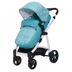 Carucior nou nascuti 2 in 1 NOVOKIDS™ Rachel PRO, Cu geanta bebe inclusa, Cadru aluminiu, Plasa insecte, Maner reglabil pe inaltime, Turquoise
