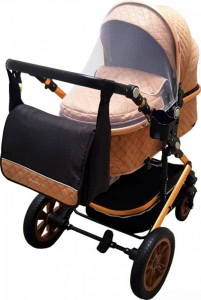 Carucior-nou-nascuti-3-in-1-Baby-Care-PRO-530-Cu-geanta-bebe-Cadru-Aluminiu-Gold-Amortizoare-Roti-din-cauciuc-plin-AVE-Landou-Scoica-auto-Spatar-reglabil-3-trepte-Plasa-insecte-Beige-cu-Negru_3