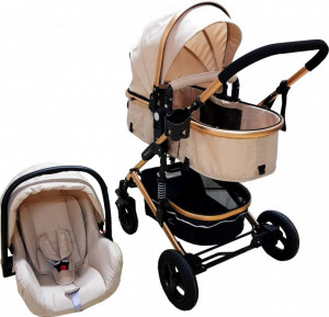 Carucior-nou-nascuti-3-in-1-Baby-Care-PRO-531-Cadru-Aluminiu-Amortizoare-Roti-din-cauciuc-plin-AVE-Landou-Scoica-auto-Spatar-reglabil-3-trepte-Plasa-insecte-Crem_2
