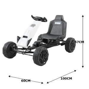 Kart cu pedale pentru copii NOVOKIDS GoKart cu roti EVA si frana de culoare Alb